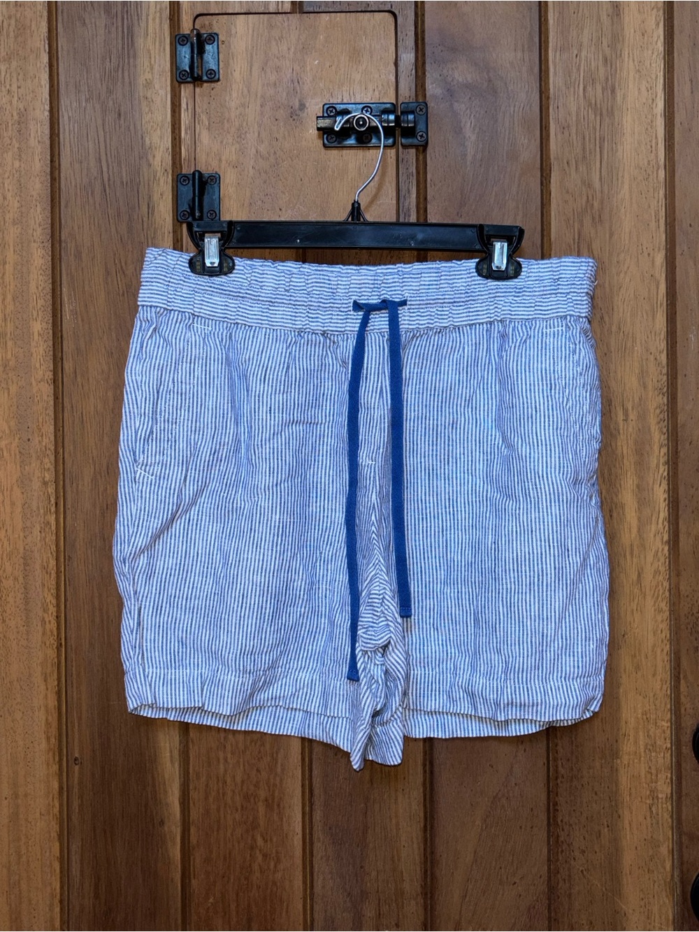 Talbots 100% Linen Striped Drawstring Shorts - Blue & White